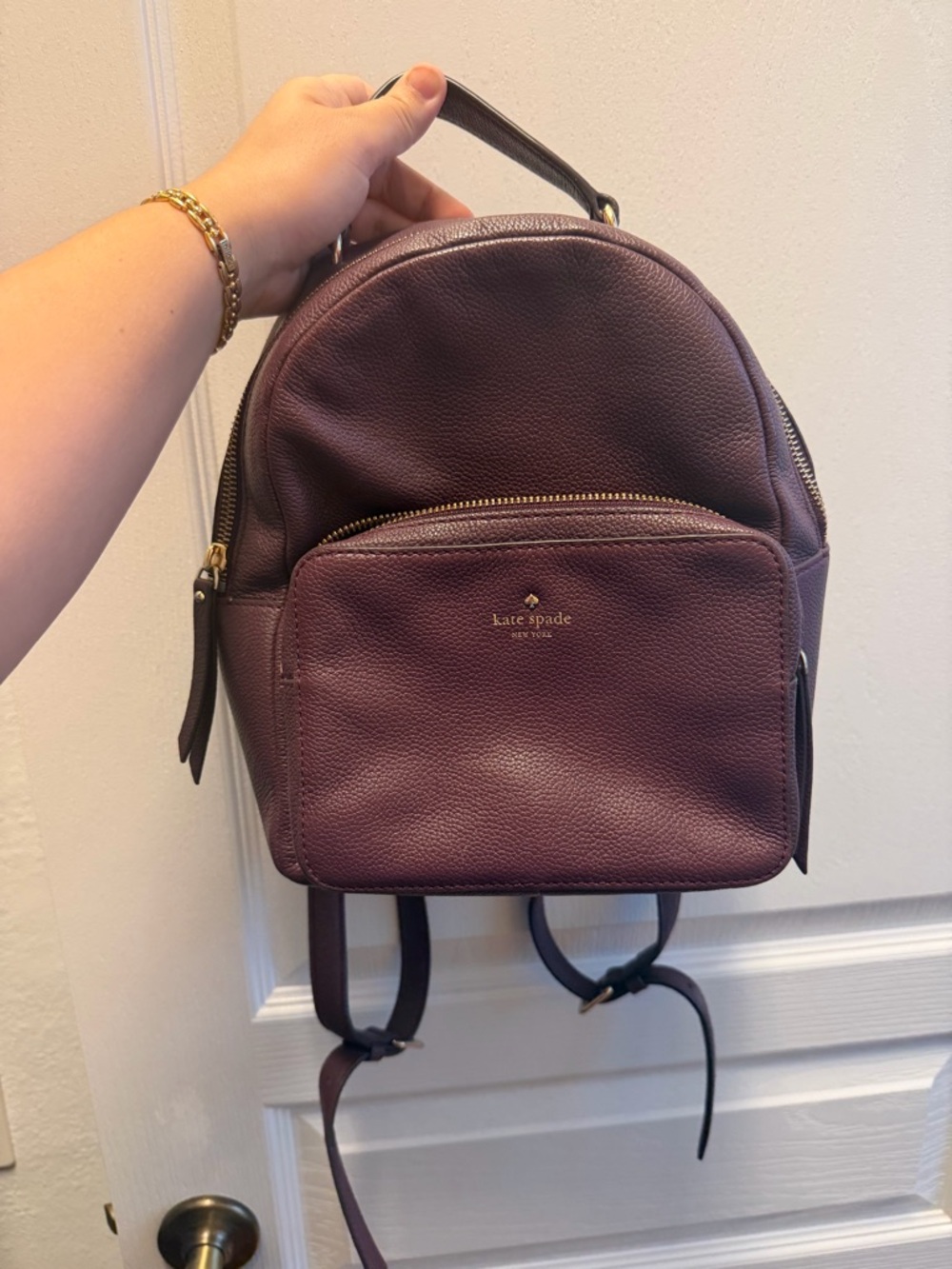 kate spade Pebbled Leather Mini Backpack in Deep Plum